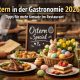Ostern in der Gastronomie 2026, festlich gedeckter Restauranttisch mit Osterdekoration, saisonalen Speisen und Getränken als Symbol für Osterangebote, Osterbrunch und mehr Umsatz im Restaurant