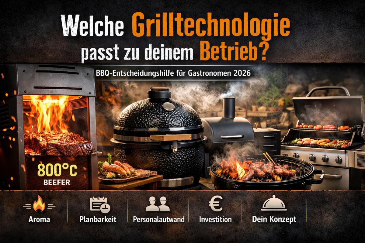 beefer-800-grad-restaurant-einsatz.jpg | Alt: Beefer Original 800 Grad im Restaurantbetrieb; monolith-kamado-gastro.jpg | Alt: Monolith Kamado Grilltechnologie Gastronomie 2026