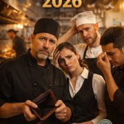 Mindestlohn 2026 in der Gastronomie: In einer professionellen Restaurantküche zeigt ein Team aus Köchen und Servicekräften die Auswirkungen steigender Lohnkosten auf den laufenden Betrieb. Trotz gut ausgelastetem Restaurant stehen viele Betriebe vor der Herausforderung, höhere Personalkosten wirtschaftlich zu tragen und ihre Kalkulation anzupassen. Mindestlohn Gastronomie 2026